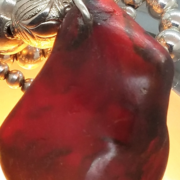 VNTG OLD PAWN AMBER & STERLING NECKLACE - Picture 5 of 8